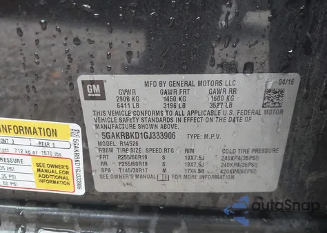 2016 Buick Enclave Leather from USA, damaged, VIN 5GAKRBKD1GJ333906